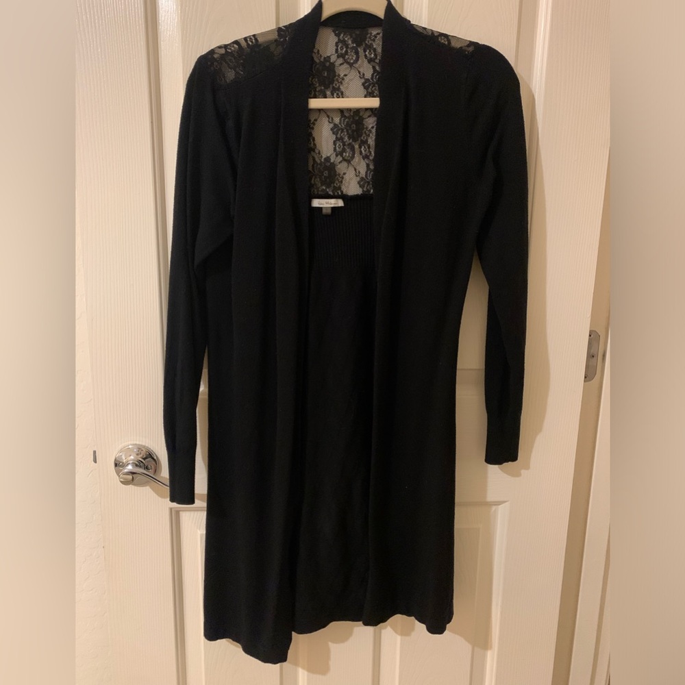 Black Cardigan with Lace detail